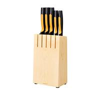 Fiskars Bloc à Couteaux avec 5 Couteaux, Largeur : 14,5 cm, Hauteur : 36 cm, Bois de Bouleau, Functional Form, 1062927