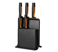 Fiskars Bloc de Couteaux Design avec 5 Couteaux, Functional Form, Comprenant Couteau à Légumes, Couteau à Tomates, Couteau de Chef Santoku, Couteau de Chef et Couteau à Pain, Plastique, Noir, 1057554