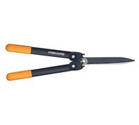 Fiskars Cisaille à haie à crémaillère PowerGear II, Revêtement antiadhésif, Lames en acier inoxydable, Longueur: 57 cm, Noir/Orange, HS72, 1000596