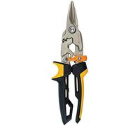 Fiskars Cisaille Aviateur, Coupe Droite, Longueur : 25,2 cm | Acier/Plastique, Noir/Orange, PowerGear, 1027207