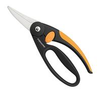 Fiskars Cisaille universelle, Longueur: 22 cm, Lames en acier inoxydable/Poignées en plastique renforcé de fibres de verre, Noir/Orange, Elegance, P45, 1001533