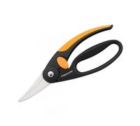 Fiskars Cisaille universelle, Longueur: 22 cm, Lames en acier inoxydable/Poignées en plastique renforcé de fibres de verre, Noir/Orange, Elegance, P45, 1001533