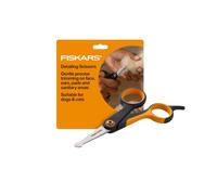 Fiskars Ciseaux de toilettage pour animaux domestiques pour chiens et chats pour zones sensibles et poignée souple pour chats et chiens, 14 cm, orange/noir