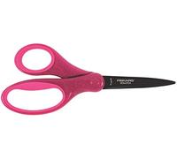Fiskars Ciseaux d'écolier, + 10 ans, Longueur: 17 cm, Pour droitiers et gauchers, Lames en acier inoxydable/Poignées en plastique, Rose brillant, 1023915