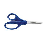 Fiskars Ciseaux d'écolier, À partir de 10 ans, Longueur totale: 18 cm, Pour droitiers, Lames en acier inoxydable/Poignées en plastique, Rose/Vert, 1003858