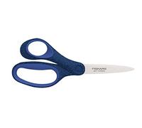 Fiskars Ciseaux d'écolier SoftGrip 1067862 – 18 cm, pour gaucher, lames inox, Bleu scintillant