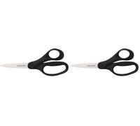 Fiskars Ciseaux d'écolier, Ciseaux pour Enfants à partir de 12 ans, Droitier, longueur totale : 18 cm, Lames en Inox, Noir, 1067858 (Lot de 2)