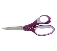 Fiskars Ciseaux d'écolier, Ciseaux pour Enfants à partir de 12 ans, Droitier, SoftGrip, longueur totale : 18 cm, Lames en Inox, Violet scintillant, 1067860