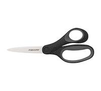 Fiskars Ciseaux d'écolier, Ciseaux pour Enfants à partir de 12 ans, Droitier, SoftGrip, longueur totale : 18 cm, Lames en Inox, Noir scintillant, 1067859