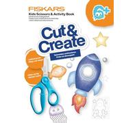 Fiskars Ciseaux et cahier d'activités pour enfants – Sarcelle – Dès 6 ans, droitiers et gauchers