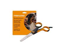 Fiskars Ciseaux mélangeurs pour animaux de compagnie, ciseaux de mélange précis durables, dents dentelées et poignée SoftGrip™ à 5 points, 16,5 cm