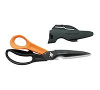 Fiskars Ciseaux multifonctions à lames séparables, Étui avec aiguiseur inclus, Longueur: 23 cm, Revêtement titane, Lames en acier inoxydable/Poignées en plastique, Noir/Orange, Cuts + More, 1000809