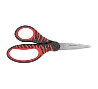 Fiskars Ciseaux pour enfants, À partir de 8 ans , Longueur 15 cm, Pour droitiers et gauchers, Lames en acier inoxydable/Poignée en plastique, Noir/Rouge, 1027423