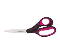 Fiskars Ciseaux pour les jeunes de 15 à 18 ans, Droitier, Longueur totale : 20 cm, Acier inoxydable/plastique, Noir/rose moucheté, 1067868