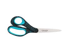 Fiskars Ciseaux pour les jeunes de 15 à 18 ans, pour Gaucher, Longueur totale : 20 cm, Acier inoxydable/plastique, Noir/Turquois moucheté, 1067869