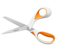 Fiskars Ciseaux pour tissu multi-usages, Longueur totale: 21 cm, Lames en acier inoxydable/Poignées en plastique, Orange, RazorEdge, 1014579