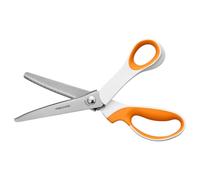 Fiskars Ciseaux zigzag, Longueur : 24,2 cm, Droitier, Lame en acier inoxydable/poignées en plastique, Blanc/Orange, SoftGrip, 1070024