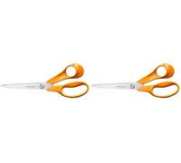 Fiskars Classic Ciseaux Universels, Pour Droitier, Longueur Totale : 21 cm, Vis Torx Améliorée et Poignée Plus Ergonomique, Acier de Qualité/Plastique, Orange, 1075033 (Lot de 2)