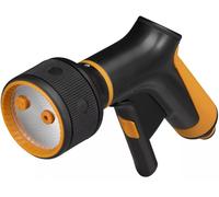 Fiskars Pistolet Pulvérisateur, 3 Jets, Débit réglable en continu, avec Contrôle Gâchette à l'Avant et verrouillage marche/arrêt, SoftGrip, Taille universelle, noir/orange, 1065483