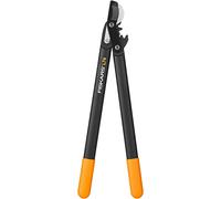 Fiskars Coupe-branches à lames franches pour bois vert, Système à crémaillère PowerGear, Revêtement antiadhésif, Diamètre de coupe: 3,8 cm, Acier trempé, Longueur: 55 cm, Noir/Orange, L74, 1000582