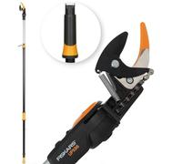 Fiskars Coupe-Branches Multifonctions Télescopique, pour Bois vert et Rameaux, Revêtement antiadhésif, Lame en acier/manche en aluminium, longueur 2,4 - 4 m, noir/orange, UPX86, 1023624