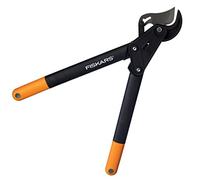 Fiskars Coupe-branches PowerStep à enclume pour bois sec et dur, Revêtement antiadhésif, Acier trempé, Longueur: 57 cm, Noir/Orange, L85, 1000585