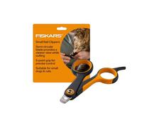 Fiskars Coupe-ongles pour animaux de compagnie, coupe-ongles pour chat et chien, lames de précision en acier inoxydable et poignée Softgrip, 10,8 cm, orange/noir