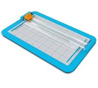 Fiskars Coupe-Papier pour Enfants à Partir de 6 ans, Coupe-Papier Sûr pour les Coupes Droites, Lame Cachée, 29,2 x 17,8 cm, Bleu/Argent/Jaune, 1082504