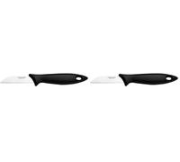 Fiskars Couteau à Éplucher avec lame en inox, Essential, plastique/acier inoxydable, longueur de lame : 7 cm, noir/argenté, 1065580 (Lot de 2)