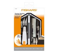 Fiskars couteau/cutter haute performance, set de 8 pièces, longueur totale : 21 cm, 7 lames incluses, acier de qualité/plastique, blanc/orange, Premium, 1024385