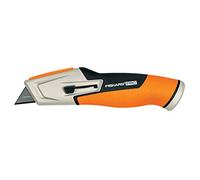 Fiskars Cutter à Lame Rétractable, Longueur 17,7 cm, Acier Inoxydable/Plastique, Noir/Orange, CarbonMax, 1027223