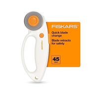 Fiskars Cutter rotatif à changement rapide de 45 mm pour tissu - Lame de cutter rotatif en acier - Fournitures d'artisanat - Projets d'artisanat, de couture et de matelassage - Blanc