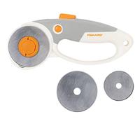 Fiskars Cutter Rotatif en Titane Duoloop, Lame rotative avec Poignée en boucle, pour Droitier et Gaucher, Diamètre de la Lame : 45 mm et 60 mm, orange/blanc/gris, 1066048