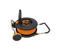 Fiskars Dévidoir M, Set d'Arrosage Tout-en-1, Tuyau de 21,5 m, Tuyau de taille universelle (Ø 13 mm), Raccord universel pour Robinet, noir/orange, 1023643