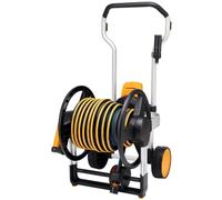 Fiskars Dévidoir Manuel XL sur Roues, kit d'Arrosage Tout-en-un, Enroulement Manuel, Portée totale de 21,5 m, Tuyau d'Arrosage de taille universelle (Ø 13 mm), Raccord de Robinet universel, 1062256