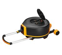 Fiskars Devidoir XL avec Roues, Set d'Arrosage Tout-en-1, Tuyau de 27 m, Tuyau à Enroulement automatique, Tuyau de taille universelle (Ø 13 mm), Raccord universel pour Robinet, noir/orange, 1025933