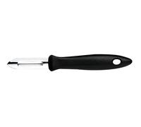 Fiskars Éplucheur avec lame en acier inoxydable pour Fruits et Légumes, Plastique/acier inoxydable, Longueur de la lame : 6 cm, Essential, Noir/argenté, 1065585