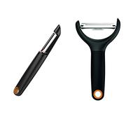 Fiskars - Eplucheur Duo Pack - Longueur totale: 15 cm - Acier Plastique - Forme fonctionnelle - Noir