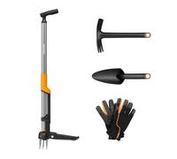 Fiskars Ergonomic Weed Puller + Hoe + Trowel + Garden Gloves eCom