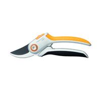 Fiskars Sécateur à Lame Franche pour Branches fraîches, Revêtement Antiadhésif, Lames/Poignées en aluminium, Noir/Orange, Plus, P531, 1057168