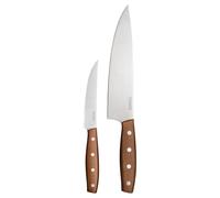 Fiskars Folken Set de Couteaux, 2 pièces, Couteau de Chef et Couteau à Légumes, Lames en Acier Inoxydable Allemand, Manches en Bois d'Érable Certifié FSC, 1075690