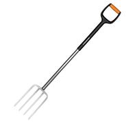 Fiskars Fourche à bêcher pour sol dur et caillouteux, 4 dents, Longueur: 120 cm, Dents en Acier/Poignée en plastique renforcé de fibre de verre, Noir/Orange, Xact, Taille: L, 1003685