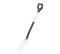 Fiskars Fourche à bêcher pour sol meuble et peu caillouteux, 4 dents, Longueur: 113 cm, Dents en Acier/Manche en aluminium, Noir/Blanc, Light, 1019603
