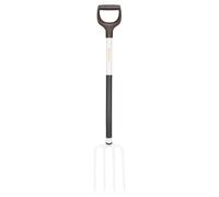 Fiskars Fourche à bêcher pour sols Mous et Meubles, avec 4 Dents, Longueur : 105 cm, Dents et Manche en Acier de Haute qualité, Noir/Blanc, White, 1070715