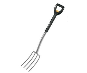 Fiskars Fourche à bêcher télescopique pour sol dur et caillouteux, 4 dents, Longueur totale: 105-125 cm, Acier au bore, Noir/Argenté, SmartFit, 1000630