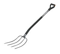 Fiskars Fourche à fumier, Pour foin et fumier, 4 dents, Longueur: 137 cm, Dents en acier au bore, Gris/Noir, Ergonomic, 1001695