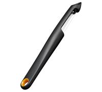 Fiskars Functional Form Économe avec Lame Mobile, Économe Universel pour Fruits et Légumes, Pointe Tranchante, Lame en Acier Inoxydable/Poignée en Plastique, Noir/Orange, 1079960