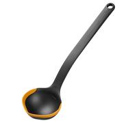 Fiskars Functional Form Louche à Soupe, Louche avec Bords en Silicone et Échelle Graduée, Résistante à la Chaleur, Longueur 36,2 cm, Plastique/Silicone, Noir/Orange, 1079965