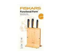 Fiskars Functional Form set de couteaux avec bloc de couteaux Bambu. 4 pièces