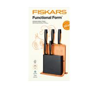 Fiskars Functional Form set de couteaux avec bloc de couteaux Bambu. 6 pièces